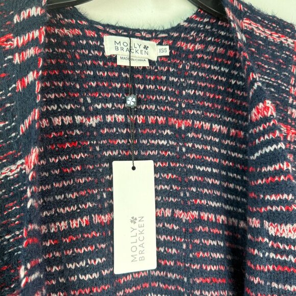Molly Bracken Poncho NWT Womens Knitted Navy Blue Red Size XS/S - Picture 6 of 8